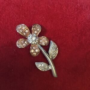 Sterling Silver Petal Two-Tone Crystals Pendant